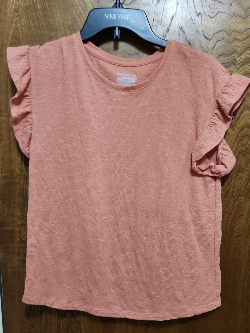 Cat & Jack Coral Pink Ruffle Sleeve Girls Top